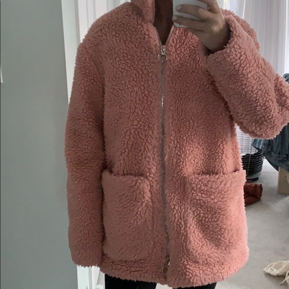 TOPSHOP Pink Teddy Coat US Size 10 - Picture 6 of 8